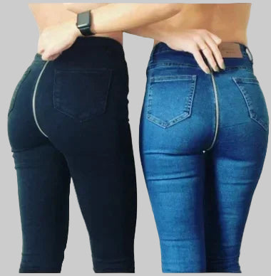 Mid-Waist Denim Pencil Jeans