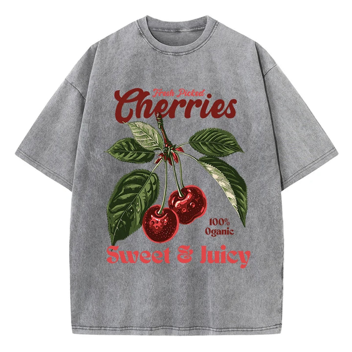 Freshly Picked Cherries Oversized Cotton-Washed Tees