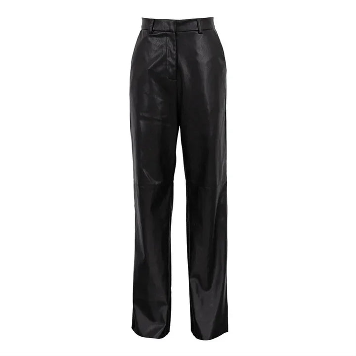 Spring Fashion High Waist Leather Pants