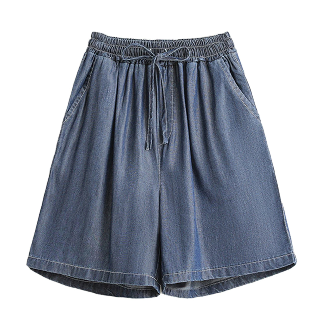 Solid Color Denim Capris Shorts