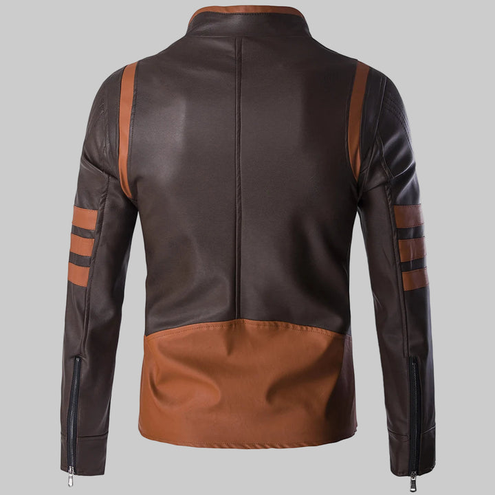 Slim Fit PU Leather Retro Zippered Bomber Jacket