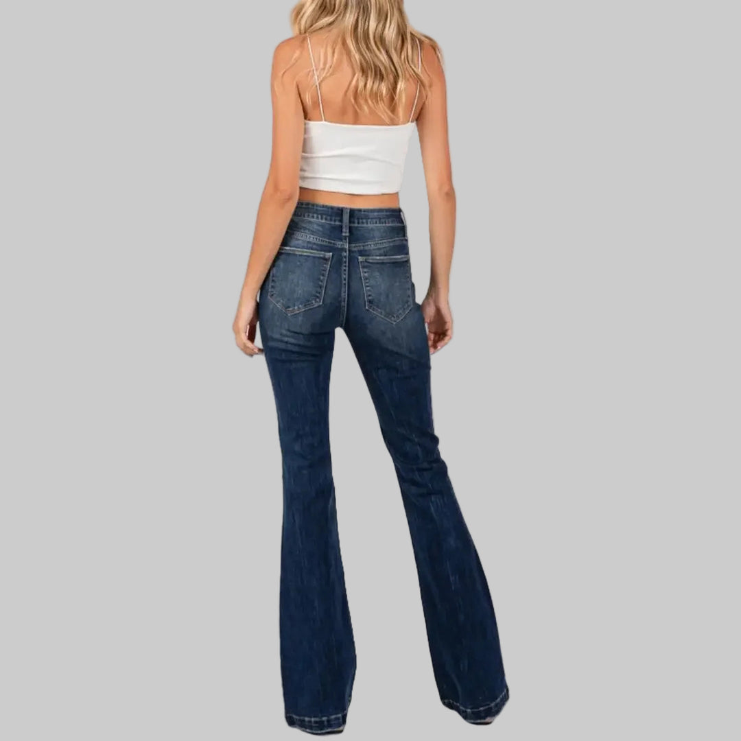 Mid Rise Ripped Flared Bootcut Jeans