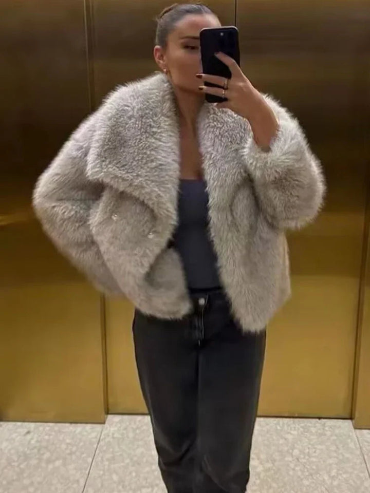 Plush Fluffy Autumn/Winter Faux Fur Coat