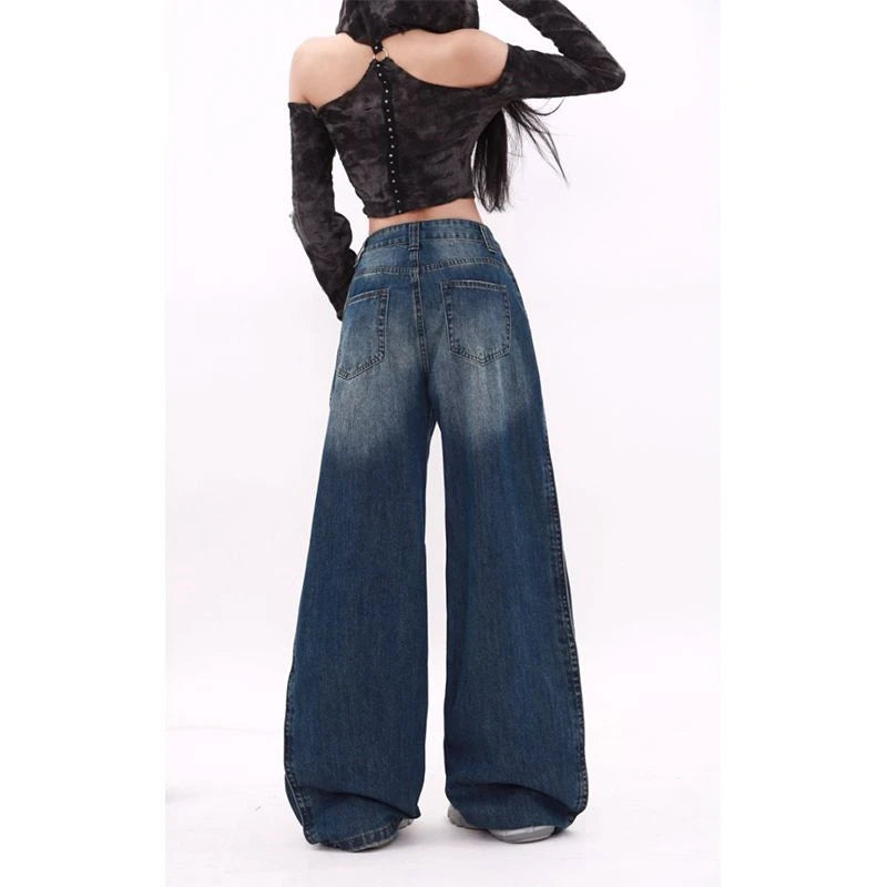 High-Waisted Patchwork Wide-Leg Jeans
