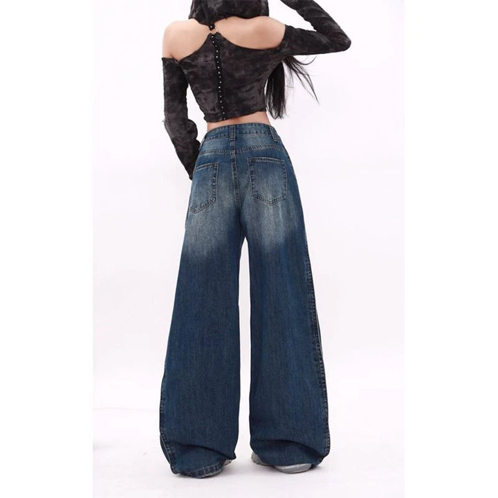 High-Waisted Patchwork Wide-Leg Jeans