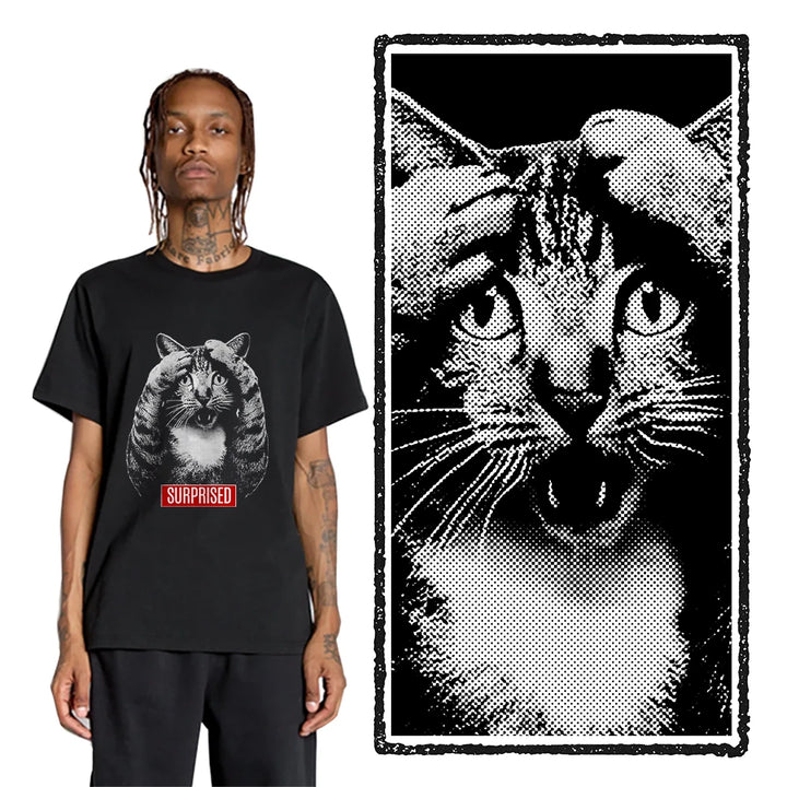 Surprise Cat Graphic T-Shirt