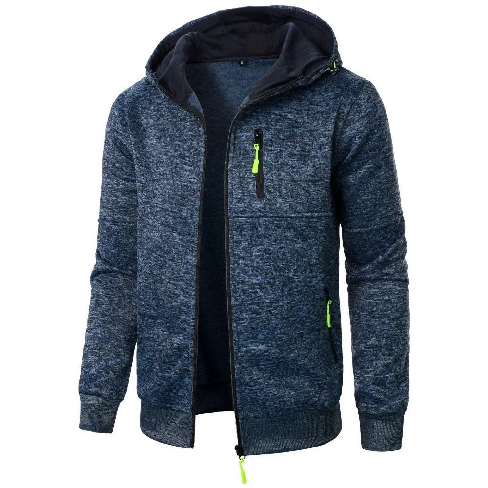 Zipper Pocket Jacquard Slim Fit Hoodie