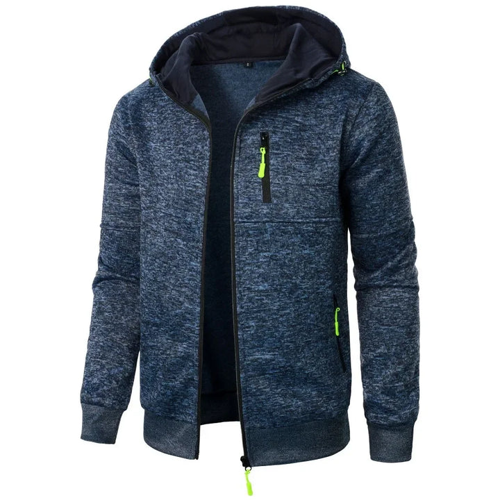 Zipper Pocket Jacquard Slim Fit Hoodie