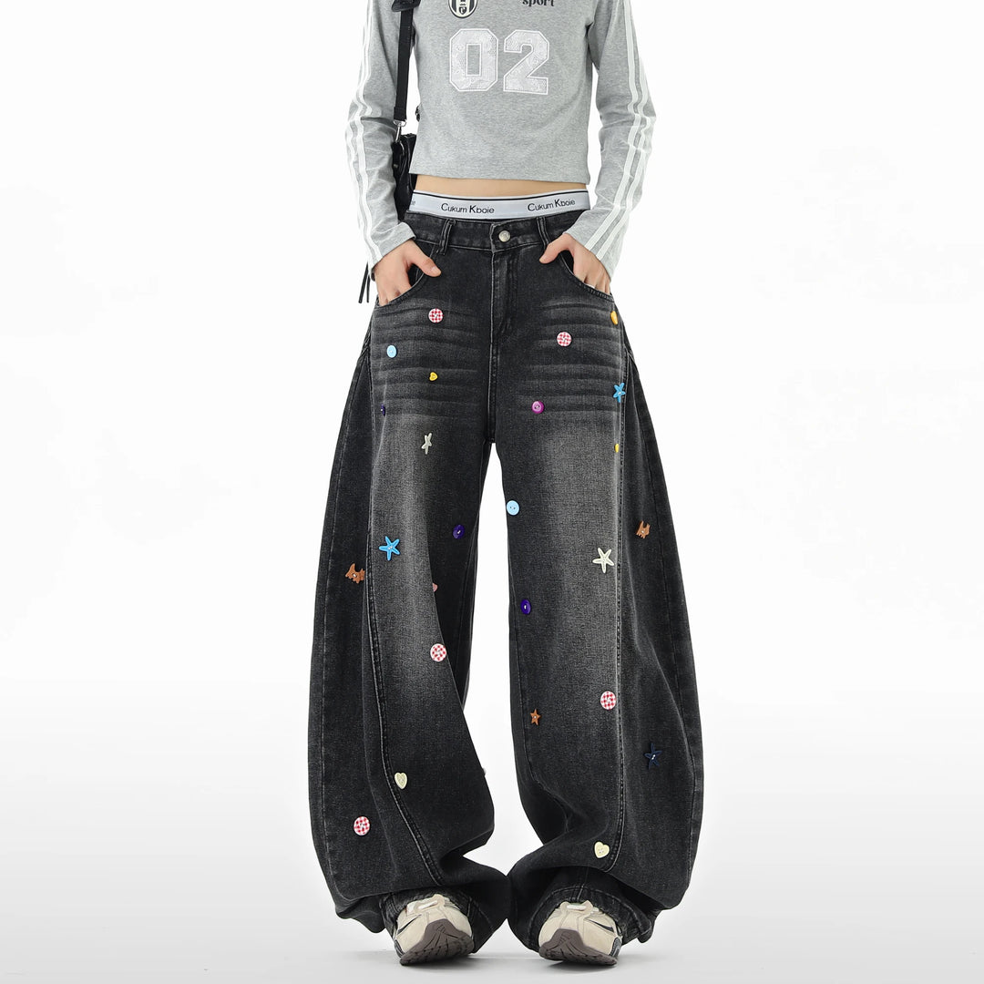 Patchwork Baggy Loose Fit Jeans