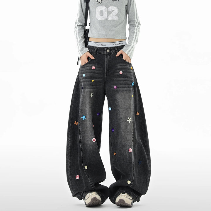 Patchwork Baggy Loose Fit Jeans