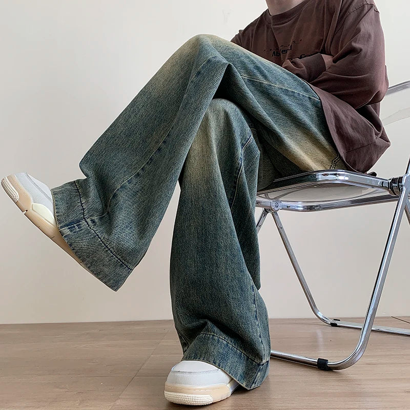 Distressed Vintage Wide-Leg Baggy Jeans