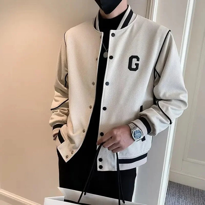 American Trendy Color Block Baseball Jacket