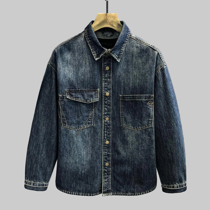 Vintage Washed Heavyweight Long Sleeve Denim Shirt
