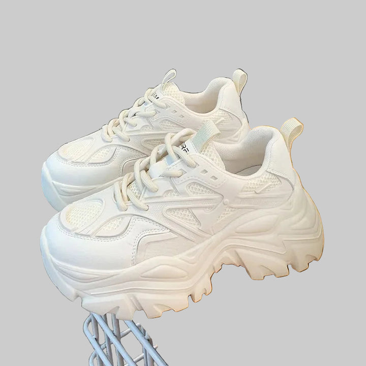 Mesh Leather Platform Casual Chunky Sneakers
