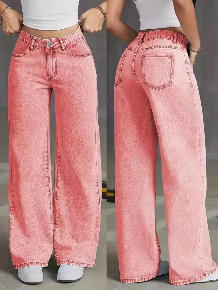 High-Waisted Straight Leg Jeans