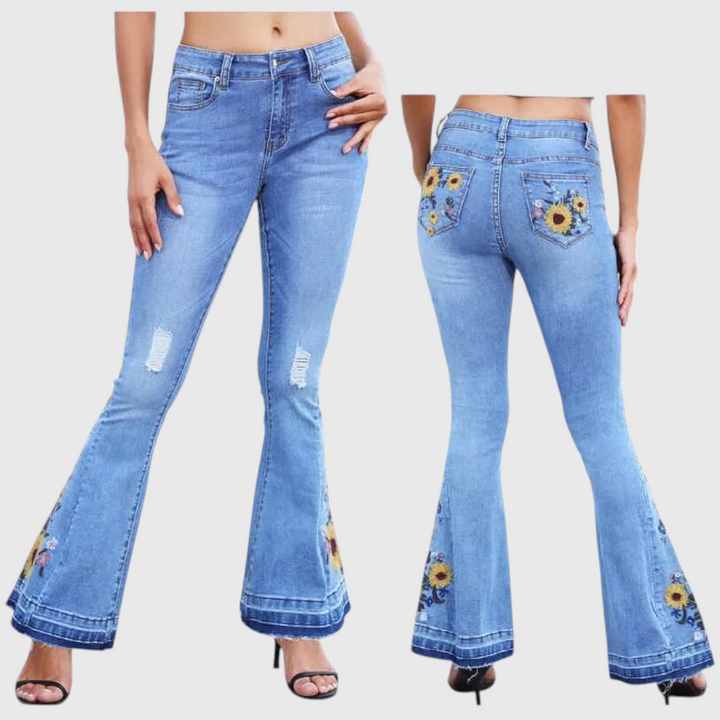 Flared Jeans with Embroidery