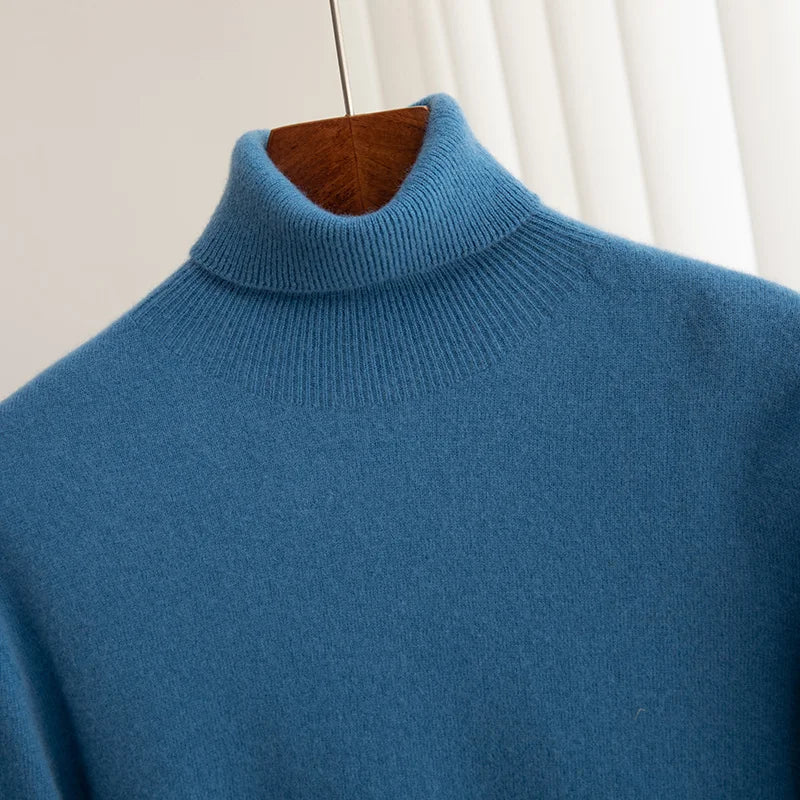 100% Merino Wool Turtleneck Pullover Sweater