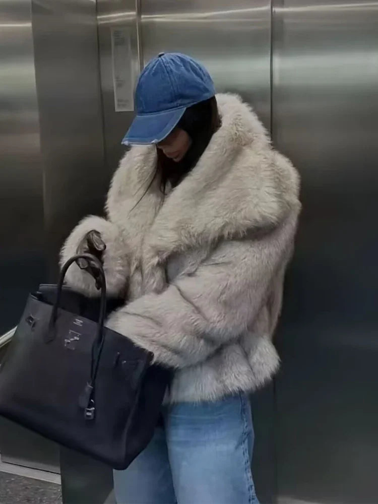 Plush Fluffy Autumn/Winter Faux Fur Coat