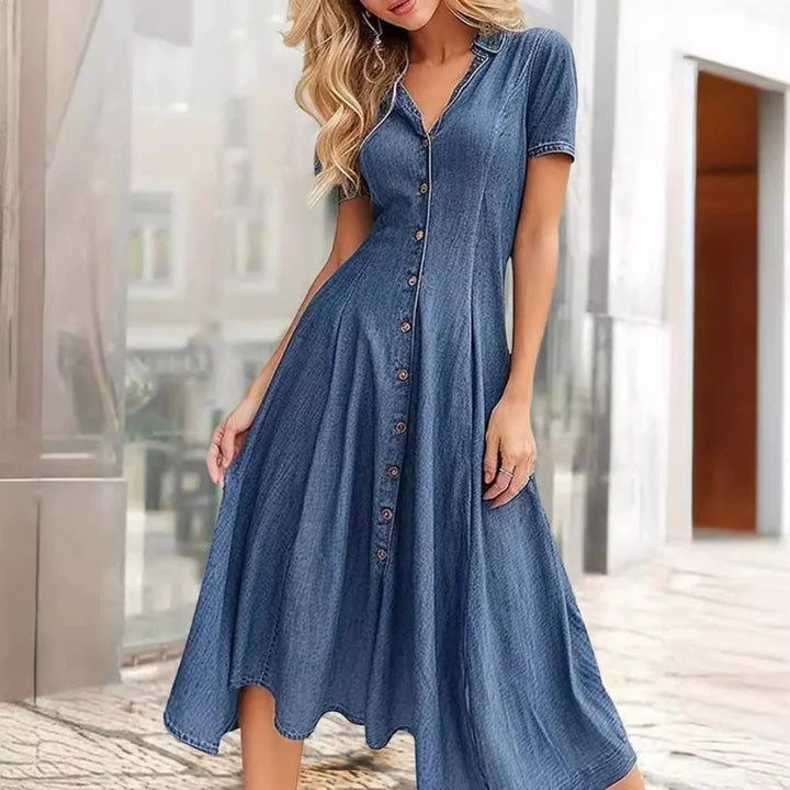 Loose Denim Button-Up Dress
