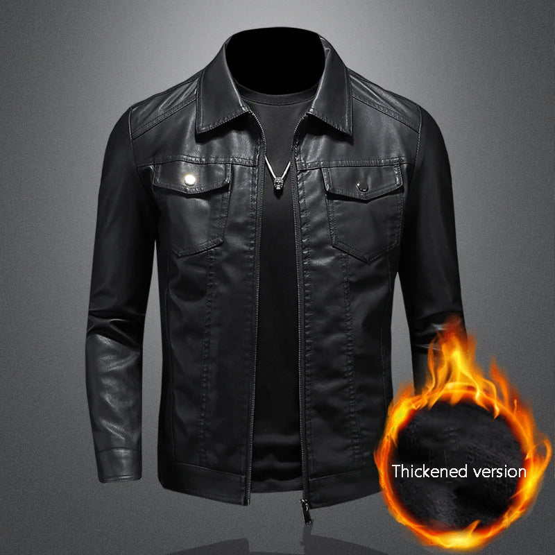 Motorcycle PU Leather Lapel Jacket