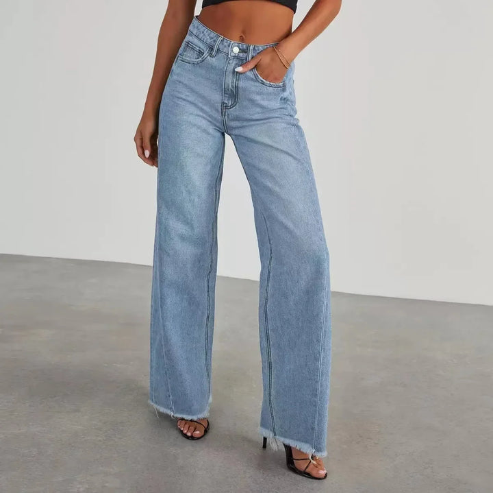 Vintage-Inspired High-Waisted Straight Leg Jeans