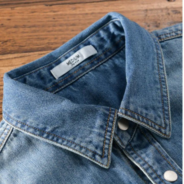 Vintage Long Sleeve Slim Fit Denim Shirt