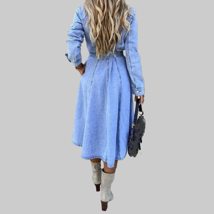 Elegant Y2K Denim Blue Maxi Dress
