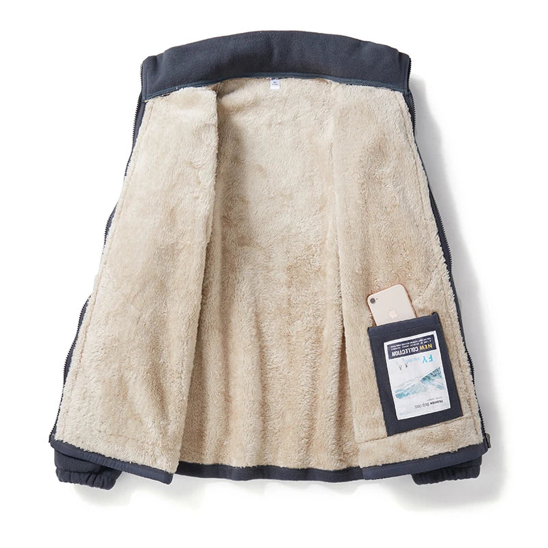 Thickened Fleece Lined Stand Collar Jacket