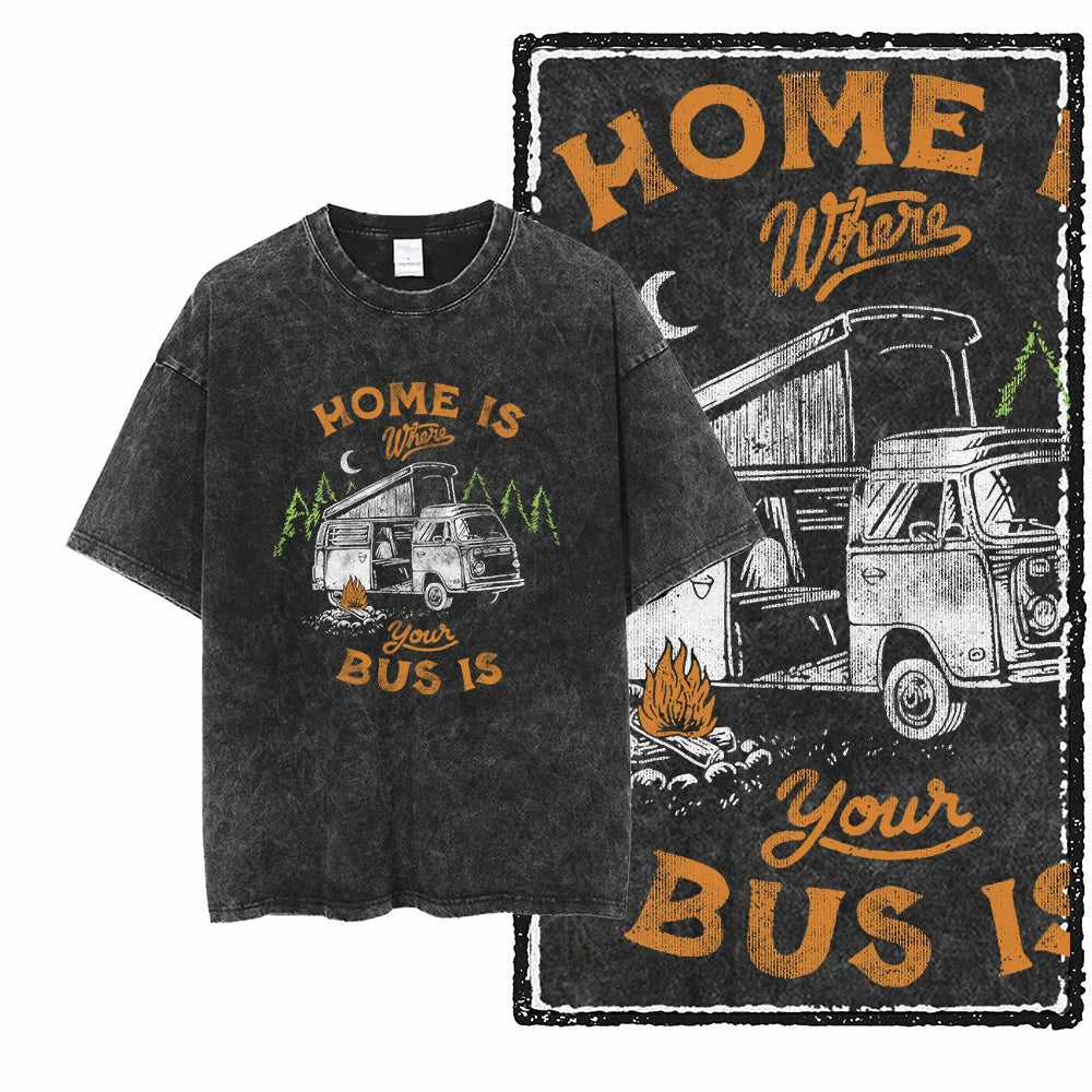 VAN LIFE Vintage Acid Washed Graphic T-Shirts