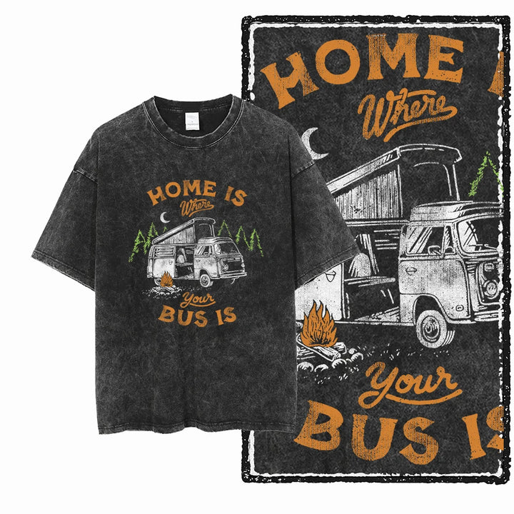 VAN LIFE Vintage Acid Washed Graphic T-Shirts