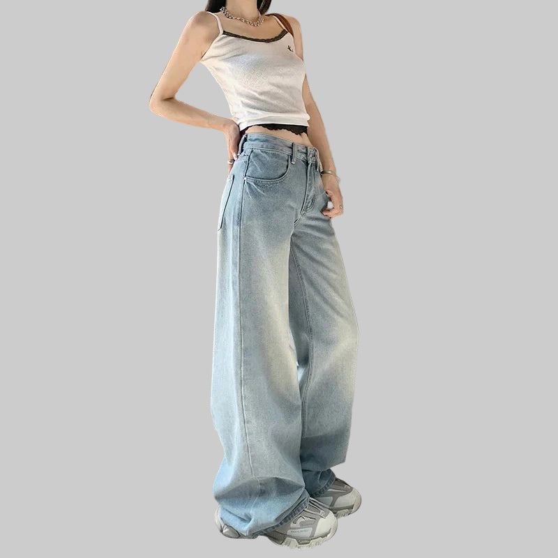 Trendy Low Waist Wide Leg Jeans