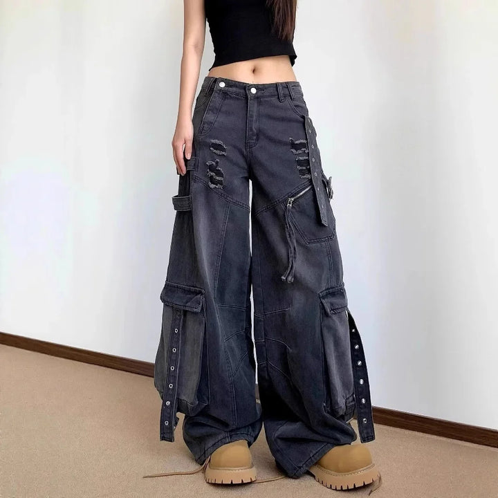 Heavy Faded Multi-pocketed American jeans