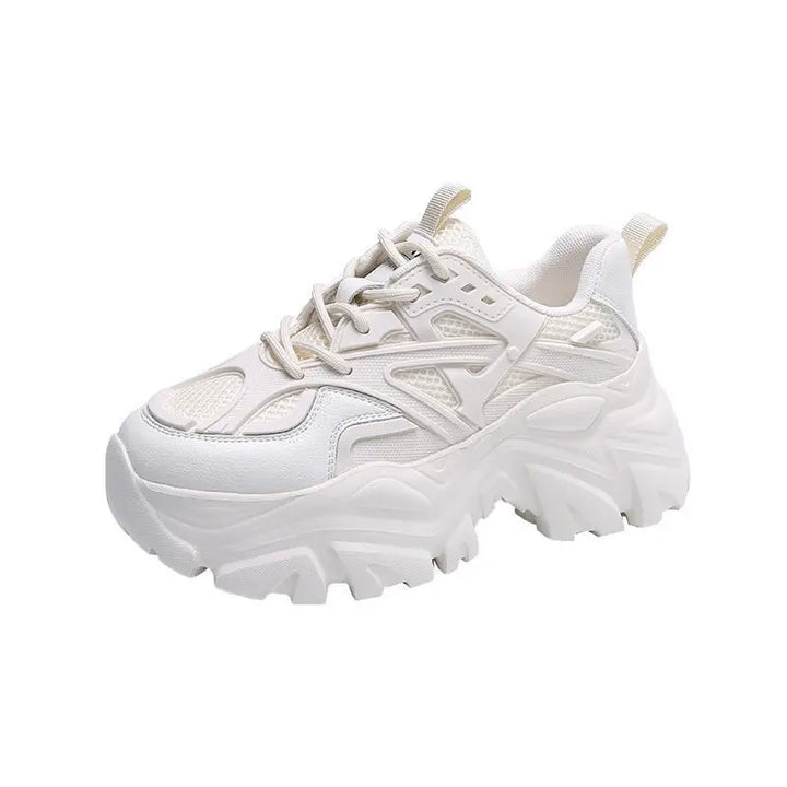 Mesh Leather Platform Casual Chunky Sneakers