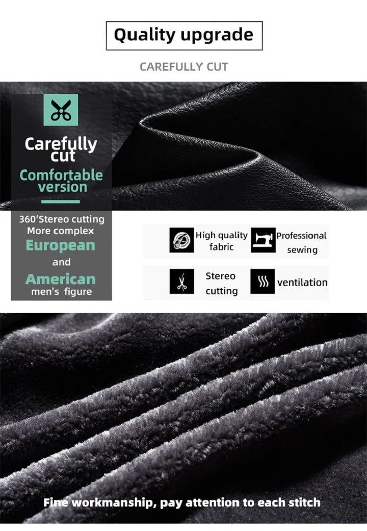 Faux Leather Zippered Fleece Lined Retro Motorcycle Jacket