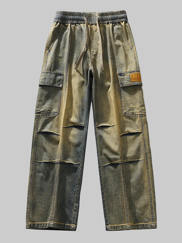 Washed Classic Denim Cargo Jeans