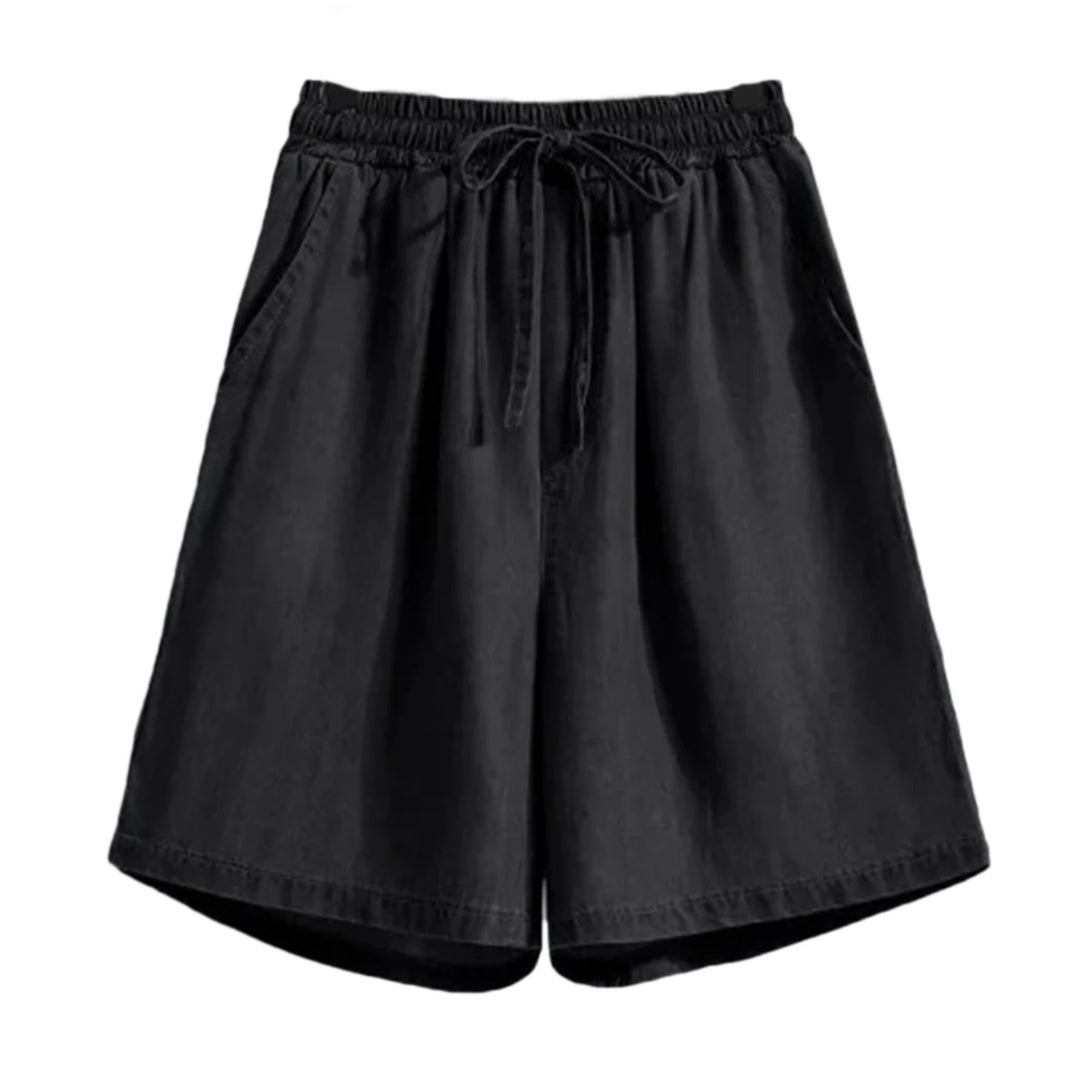 Solid Color Denim Capris Shorts
