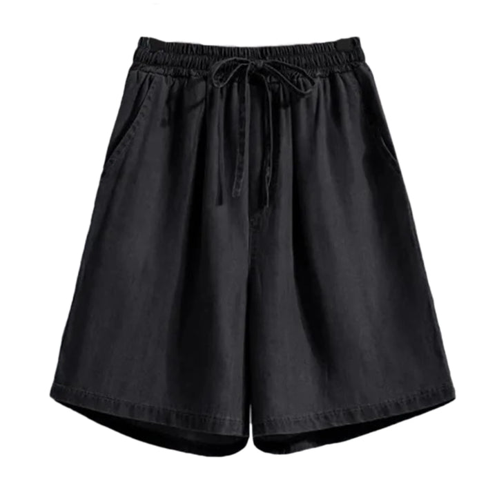 Solid Color Denim Capris Shorts