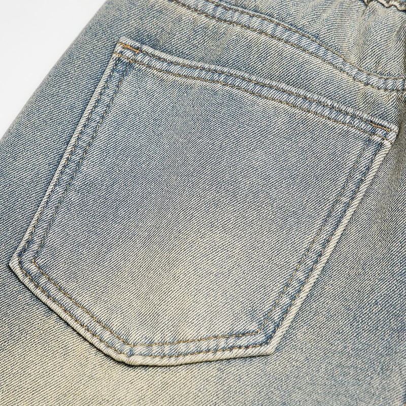 American Retro Blue Washed Loose Jeans