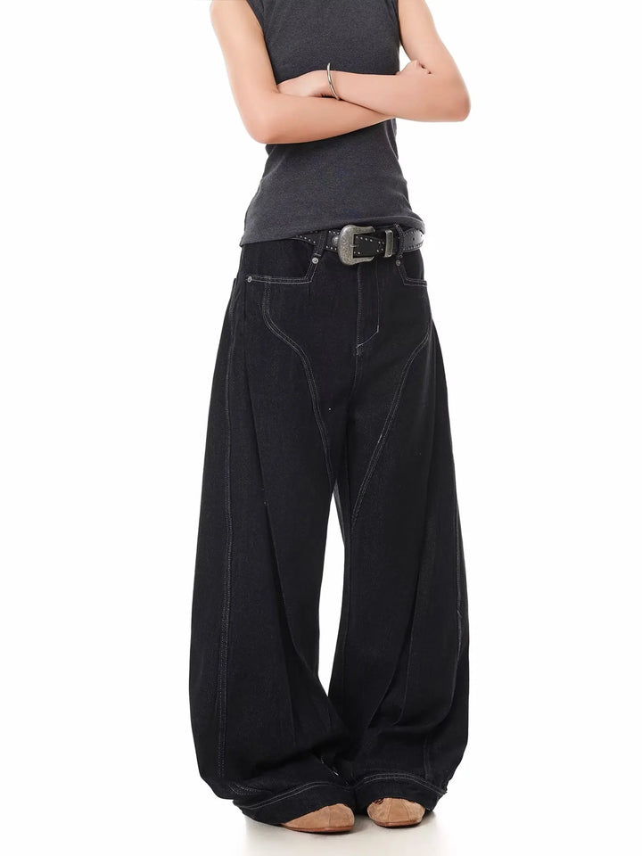 Trendy Vintage-Inspired Women's Deconstructed Wide Leg Jeans
