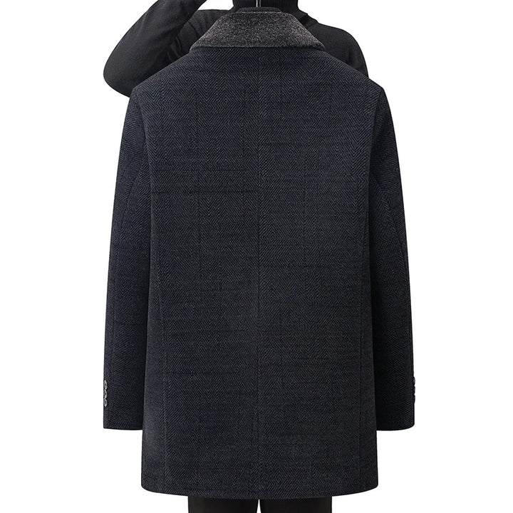 Premium Woolen detachable fur collar Trench Coat
