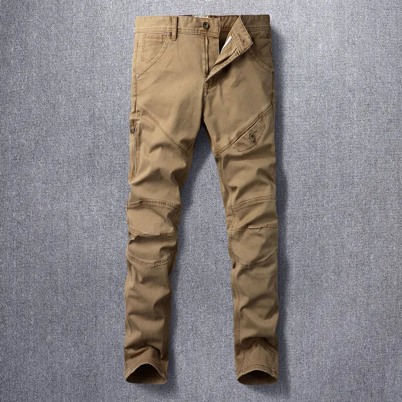 Stretchy Khaki Slim Fit Denim Pants