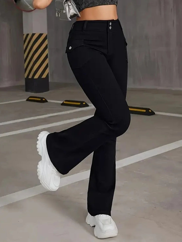 Trendy Vintage-Inspired Black Goth Flare Jeans