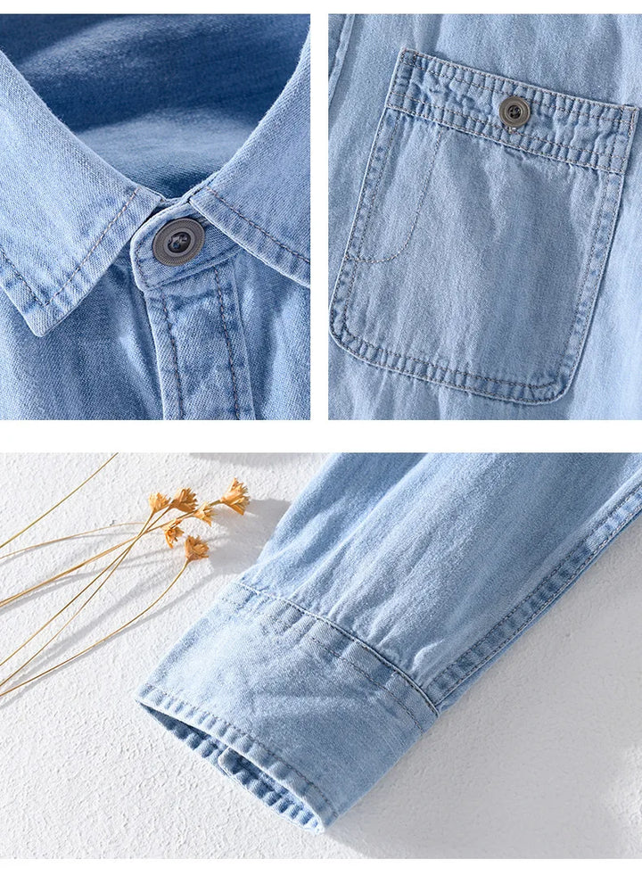 Casual Long Sleeve Thin Denim Shirt