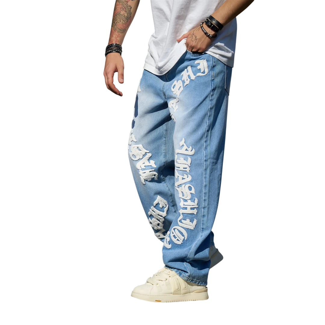 Men's Casual Straight Denim Pants - Trendy Loose Fit Streetwear Jeans