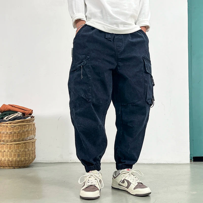 Premium Snow Wash Distressed Cargo Pants
