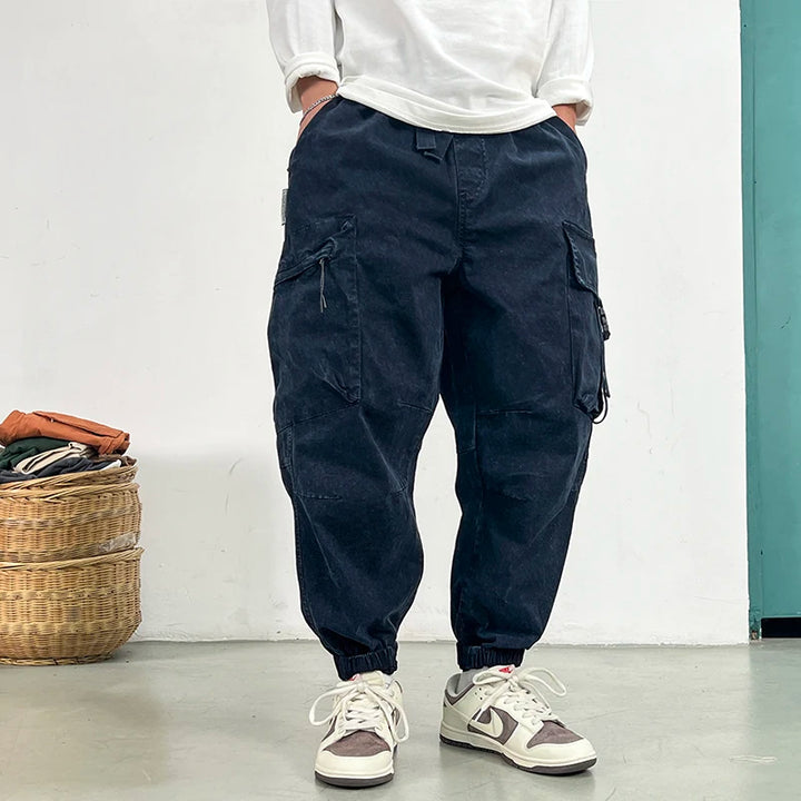 Premium Snow Wash Distressed Cargo Pants