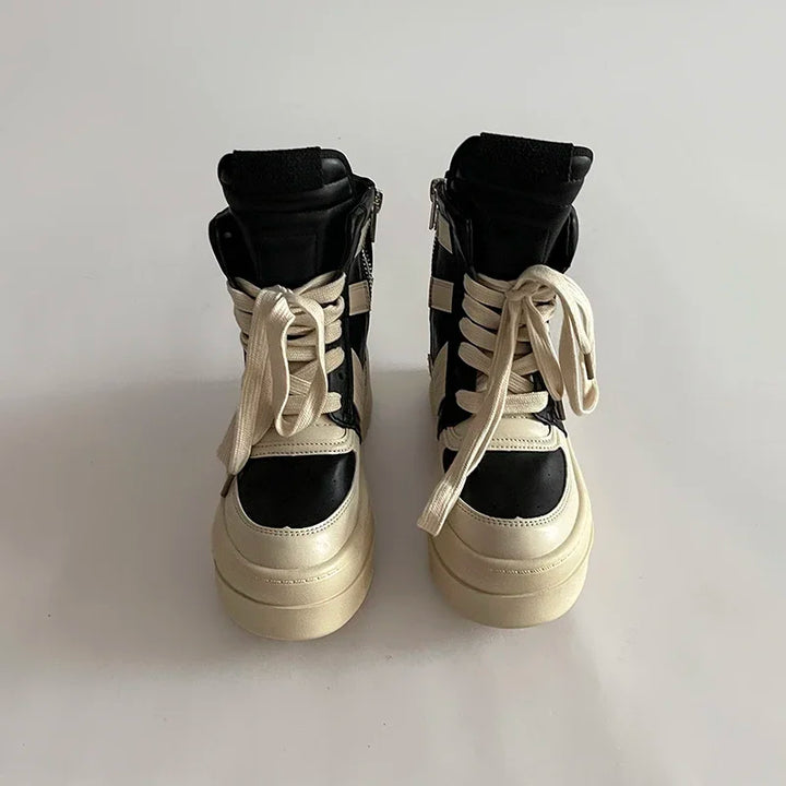 High-Top Ankle Boots with Thick Sole Design