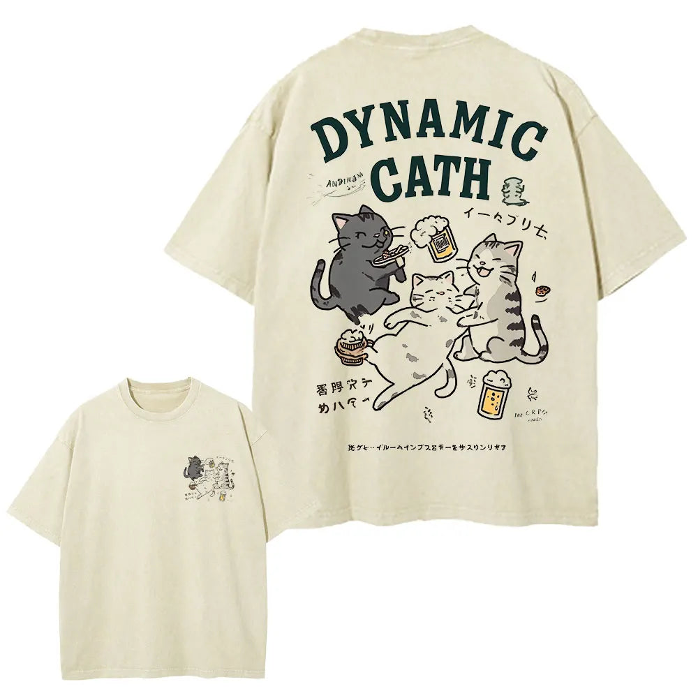Funny Cartoon Cat Graphic T-Shirt