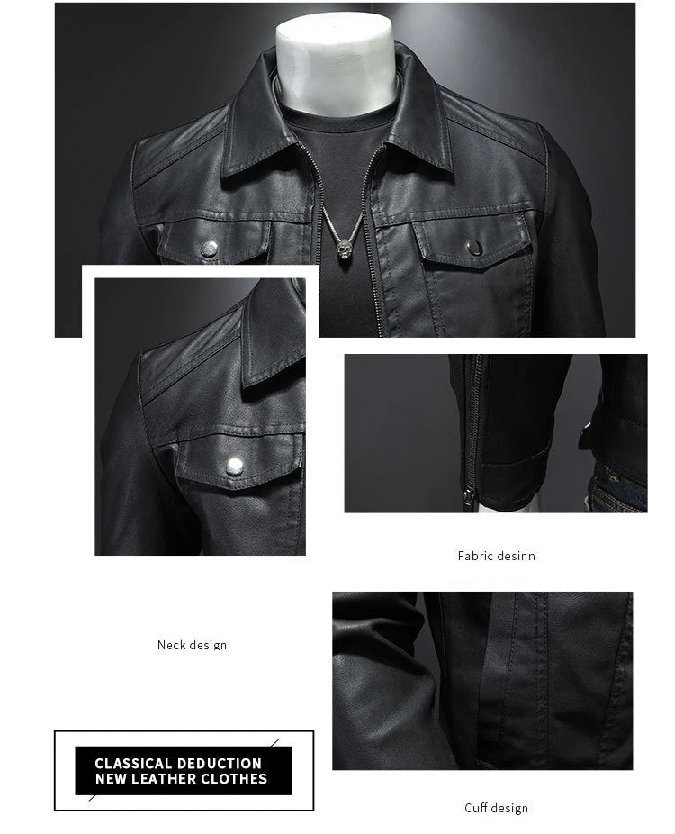 Motorcycle PU Leather Lapel Jacket