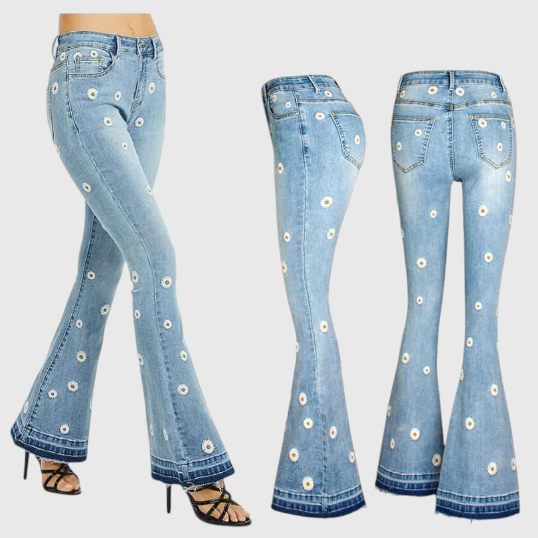 Flared Jeans with Embroidery
